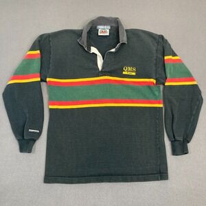 Barbarian Rugby Shirt Men's Large Black Stripe Long Sleeve Casual QMS Rugby